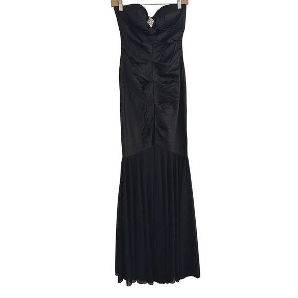 Xscape Black Strapless Sweetheart Evening Gown Dress Size 8 Formal Prom Elegant - Picture 1 of 15